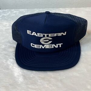 Vintage Eastern Cement Trucker Hat Snapback Mesh Cap 80s Blue